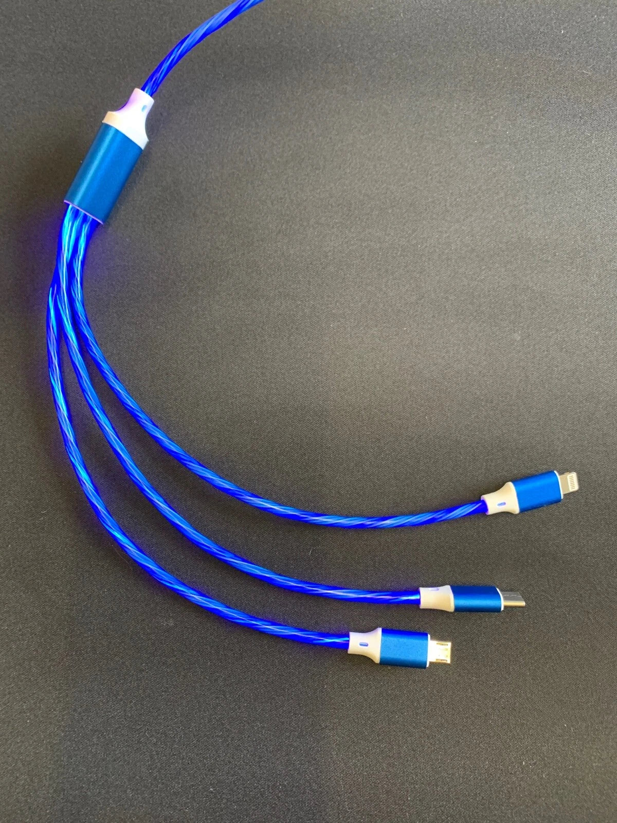 Flashing LED USB Charger 3 in 1 Charging Cable - Charge 3 Devices At The Same Time