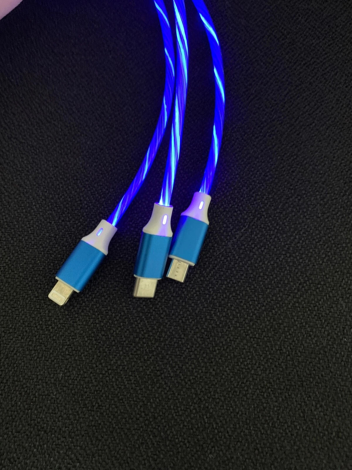 Flashing LED USB Charger 3 in 1 Charging Cable - Charge 3 Devices At The Same Time