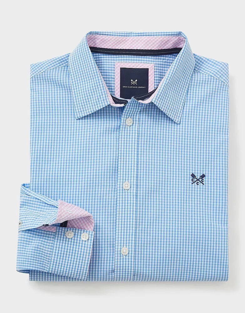 Crew Clothing Mens Long Sleeve Cotton Classic Micro Gingham Shirt