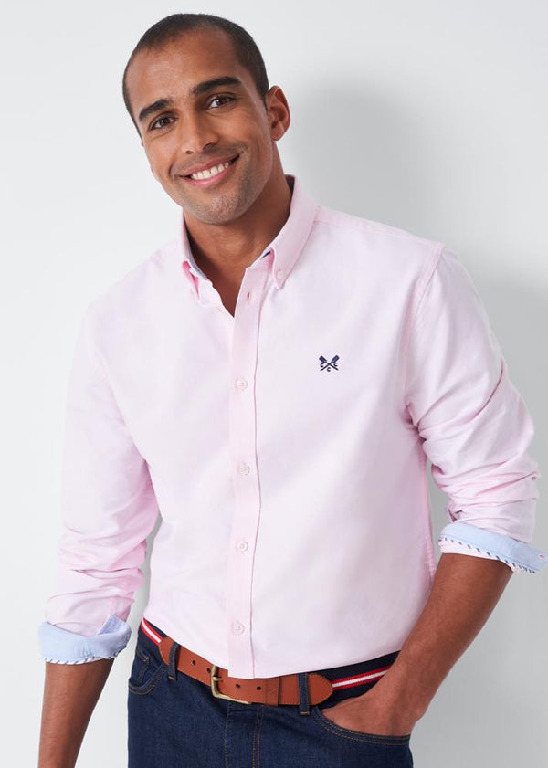 CREW CLOTHING HERITAGE CLASSIC OXFORD LONG SLEEVE SHIRT IN PINK or SKY BLUE