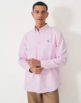 CREW CLOTHING HERITAGE CLASSIC OXFORD LONG SLEEVE SHIRT IN PINK or SKY BLUE