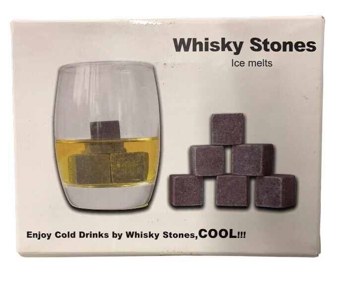 Whisky Stones 9 PCS Reusable Granite Cooler Cubes Scotch Whisky Rocks Pouch