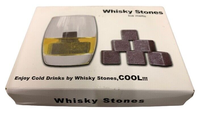 Whisky Stones 9 PCS Reusable Granite Cooler Cubes Scotch Whisky Rocks Pouch