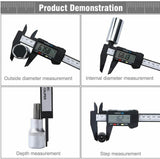 6'' LCD Digital Vernier Caliper Micrometer Measure Tool Gauge Ruler 150mm Black- Metric & Imperial