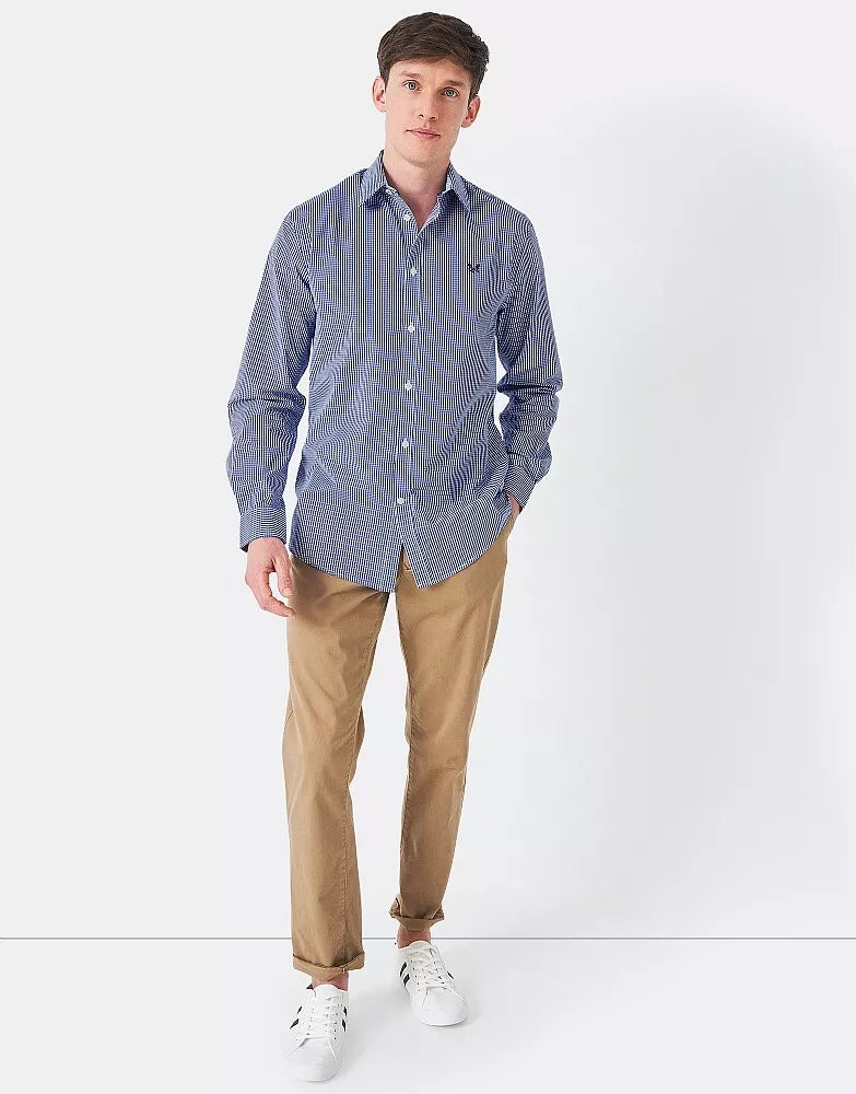 Crew Clothing Mens Long Sleeve Cotton Classic Micro Gingham Shirt