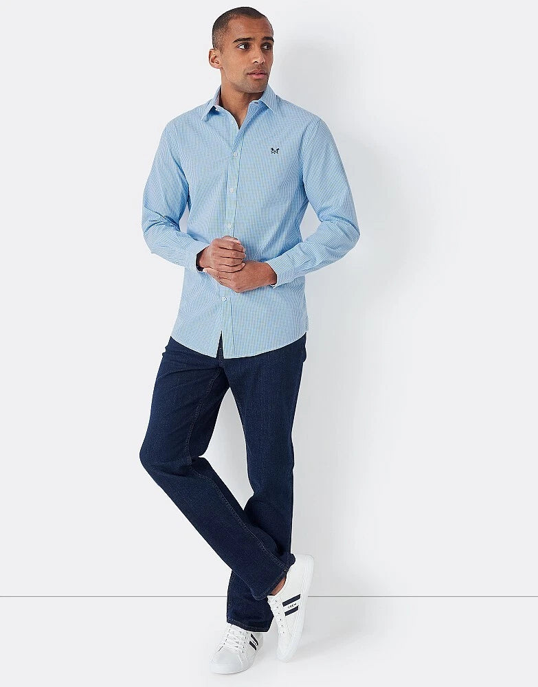 Crew Clothing Mens Long Sleeve Cotton Classic Micro Gingham Shirt