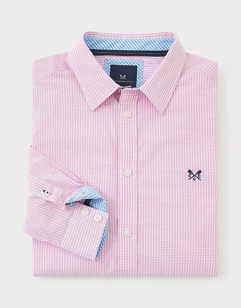 Crew Clothing Mens Long Sleeve Cotton Classic Micro Gingham Shirt