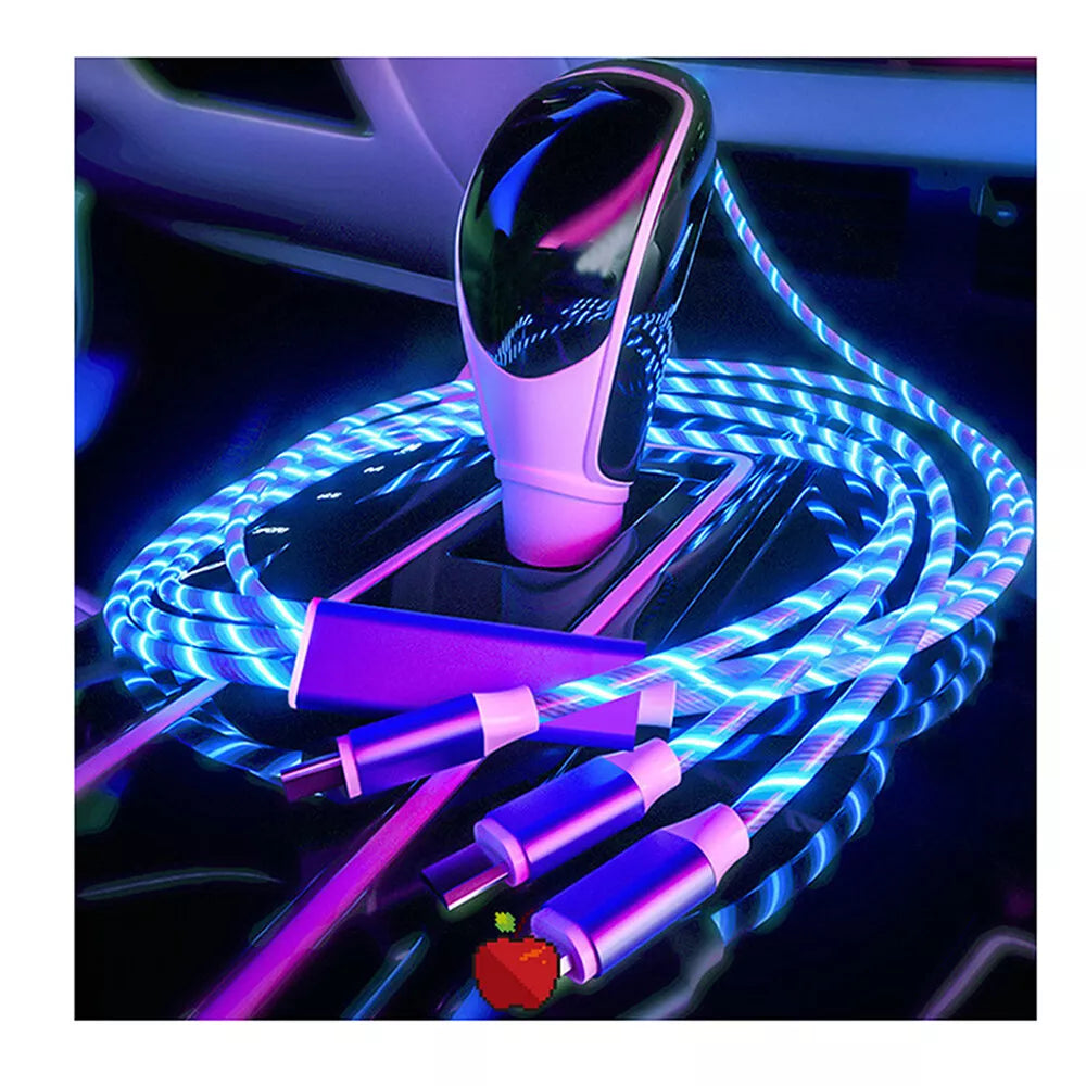 Flashing LED USB Charger 3 in 1 Charging Cable - Charge 3 Devices At The Same Time