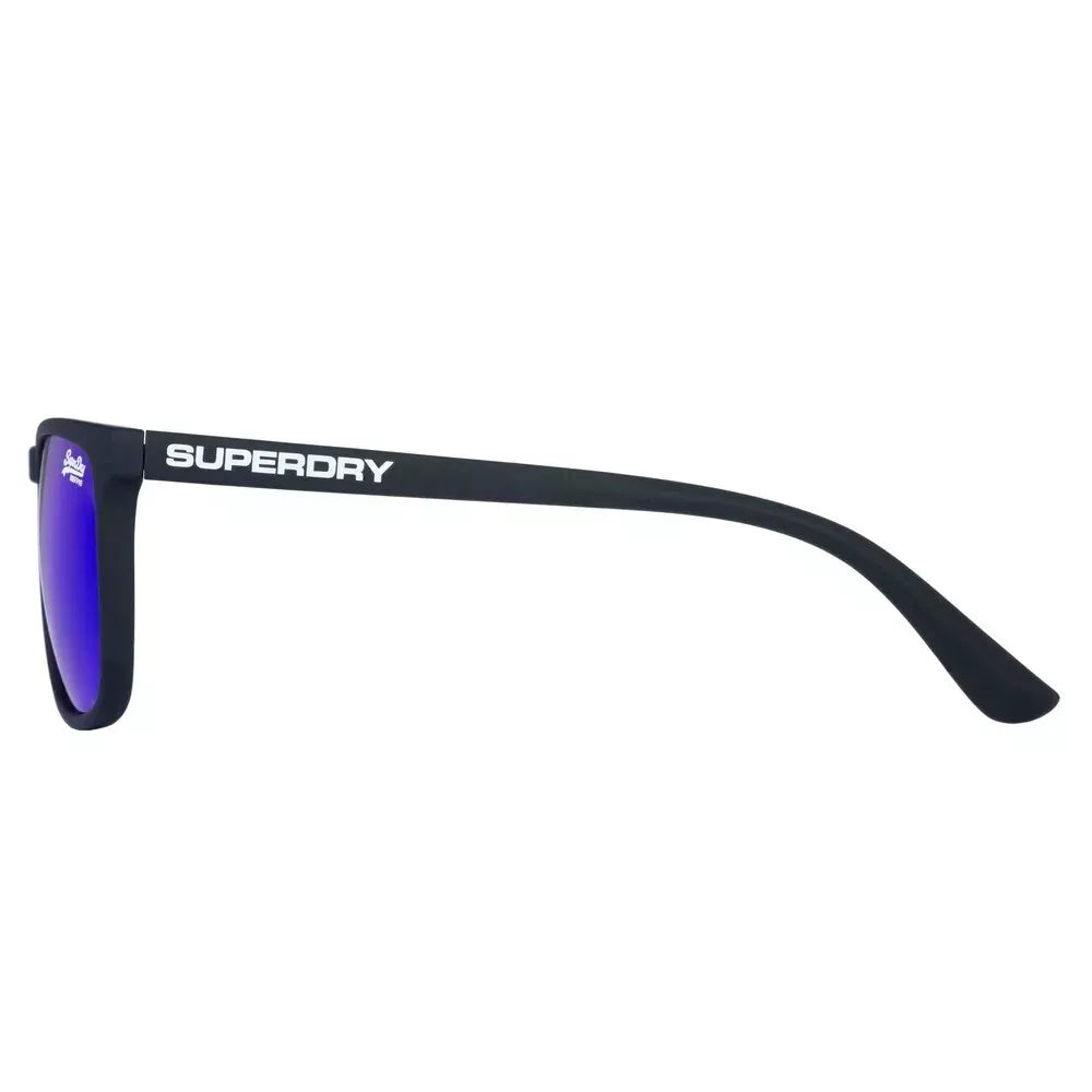 Superdry Shockwave Sunglasses - Rubberised Black Frame, Blue Mirrored Lens
