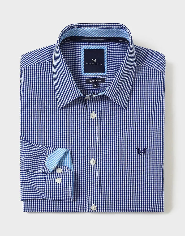 Crew Clothing Mens Long Sleeve Cotton Classic Micro Gingham Shirt