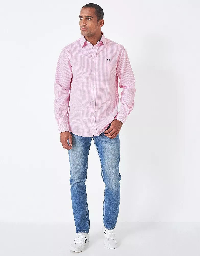 Crew Clothing Mens Long Sleeve Cotton Classic Micro Gingham Shirt