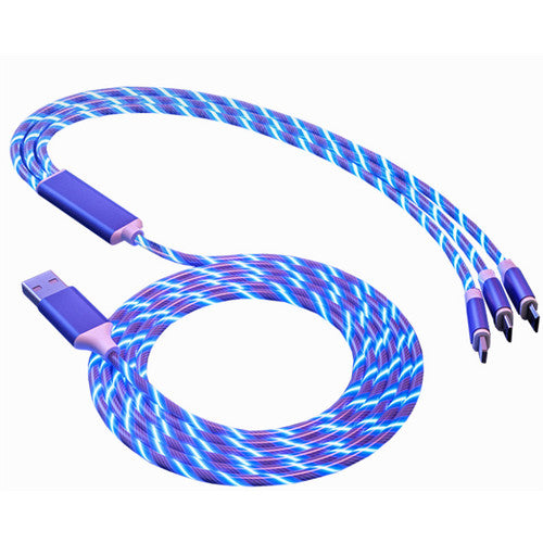 Flashing LED USB Charger 3 in 1 Charging Cable - Charge 3 Devices At The Same Time